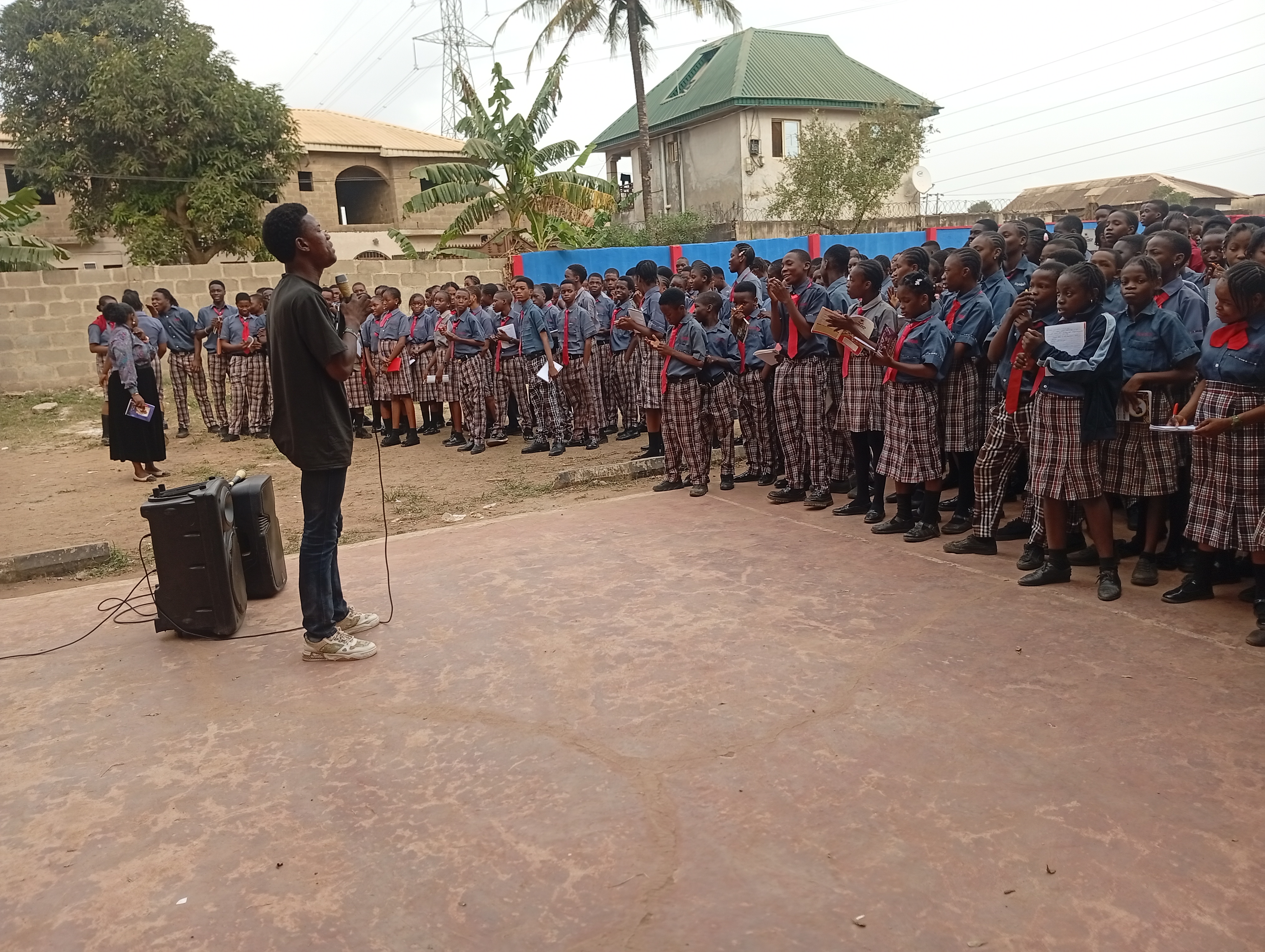 Students gathered during a Hephzibah Foundation school engagement